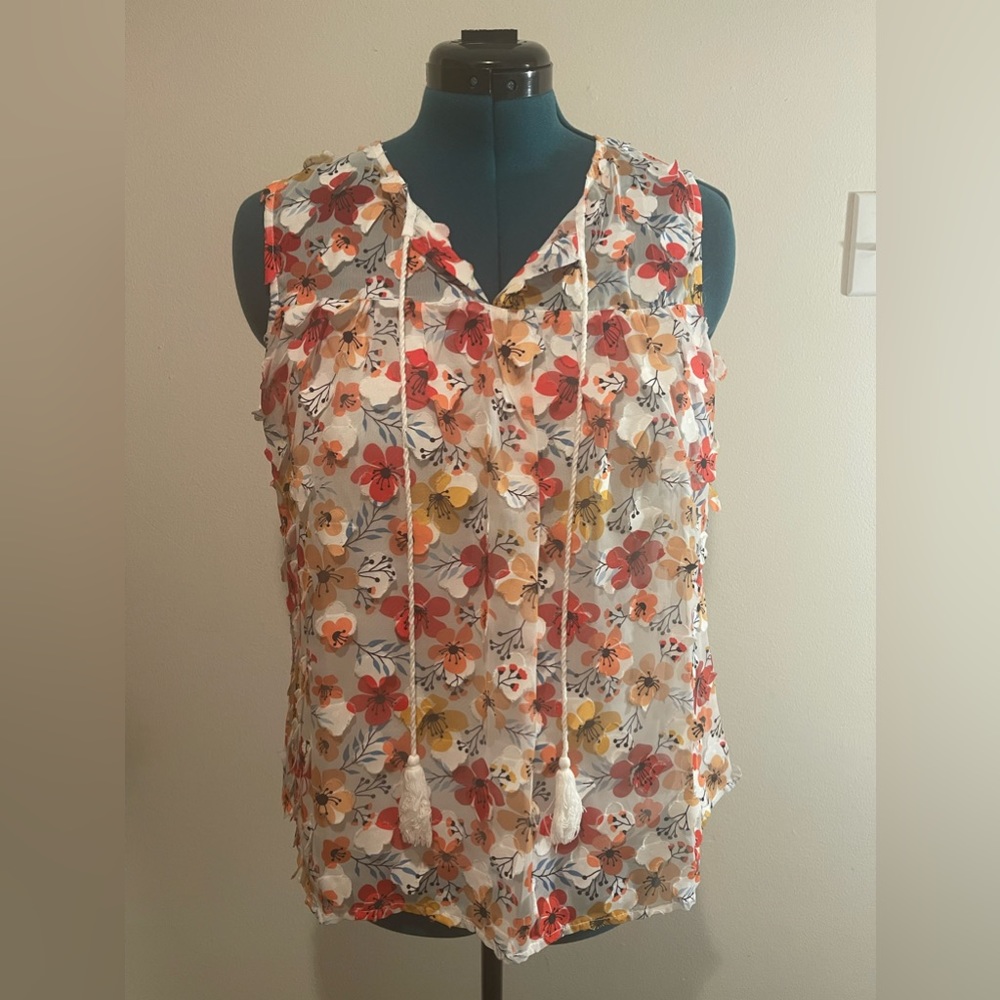 Ana & Rose Size Large Sleeveless Print Blouse